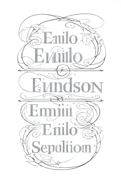 A minimalist design of Emilio name in a unique font inspired by sword art online tattoo design idea