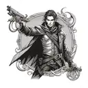 Design a tattoo of Emilio as a heroic character in the style of Brandon Sanderson's Mistborn series tattoo design idea