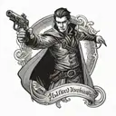 Design a tattoo of Emilio as a heroic character in the style of Brandon Sanderson's Mistborn series tattoo design idea