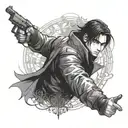 Design a tattoo of Emilio as a heroic character in the style of Brandon Sanderson's Mistborn series tattoo design idea