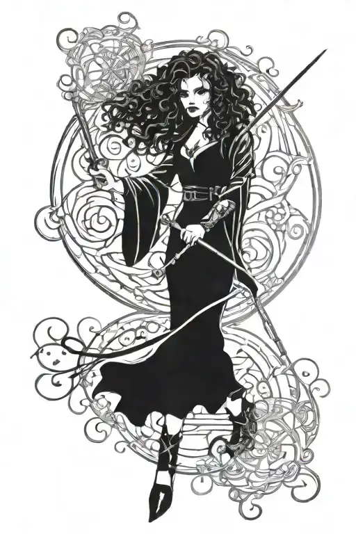 bellatrix lestrange duelling tattoo design idea