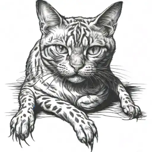 Ugly cat tattoo design idea
