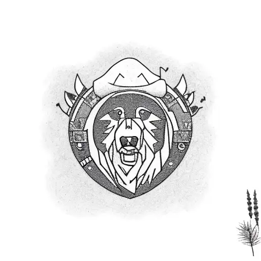 Appalachian mountains with a bear and hawk tattoo design idea