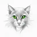 black cat with green eyes and pointy ears tattoo design idea