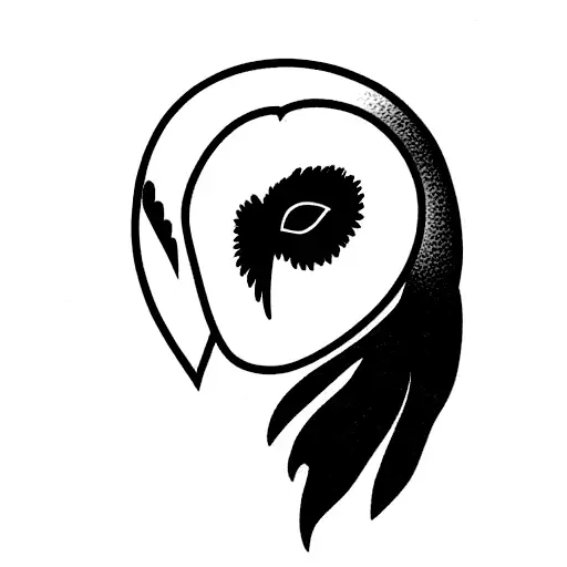 barn owl, pictured from the side, landing tattoo design idea