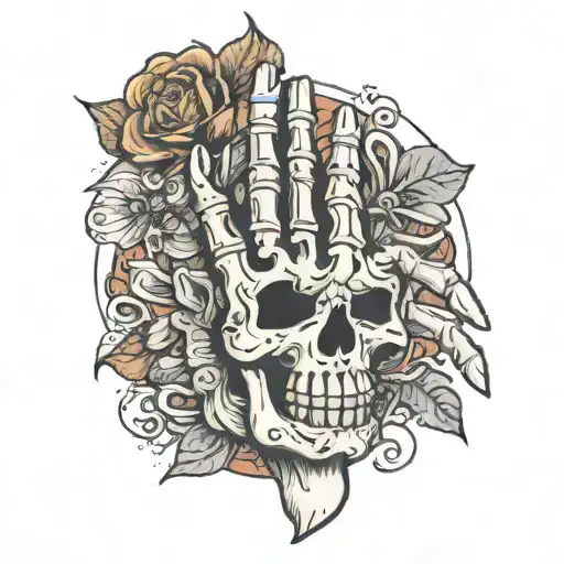 skeleton hand I love you sign language tattoo design idea