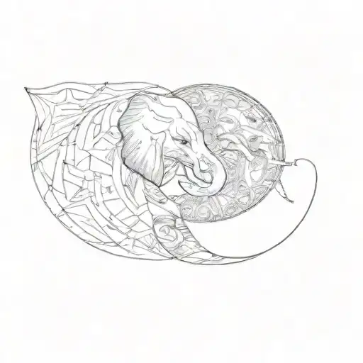 Ying Yang elephant head tattoo design idea