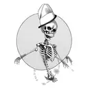 woman with date dress  dancing with skeleton with a hat tattoo design idea