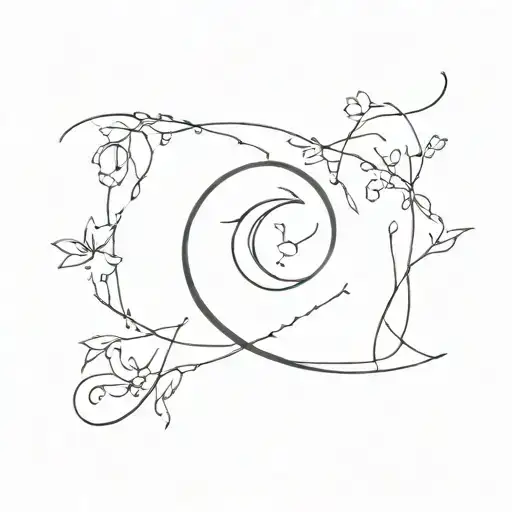 crescent and closed book along tattoo design idea