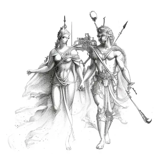 Apollo and Artemis  tattoo design idea