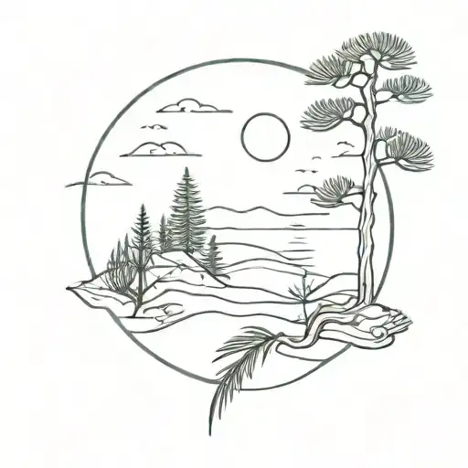 pine and ocean  tattoo design idea