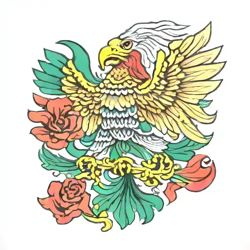 Mexican flag eagle  tattoo design idea