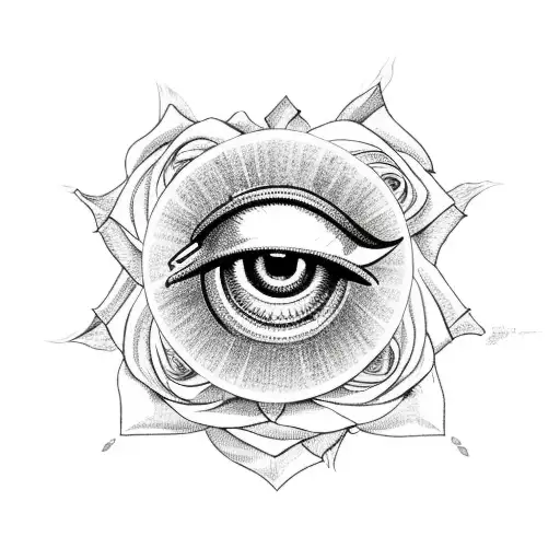 the eye of Horus with 4 roses tattoo design idea
