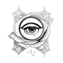 the eye of Horus with 4 roses tattoo design idea