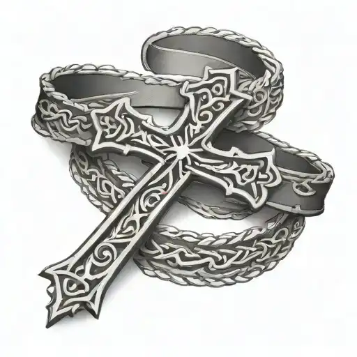 Christian necklace cross wrapped on wrist band tattoo tattoo design idea
