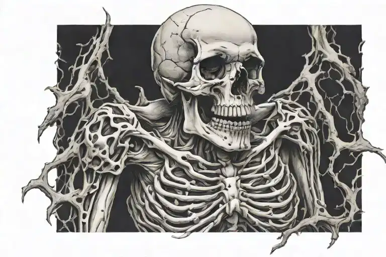 skull ripping through chest tattoo design idea