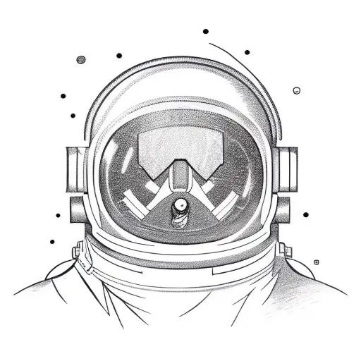 astronaut and a diving helmet tattoo design idea