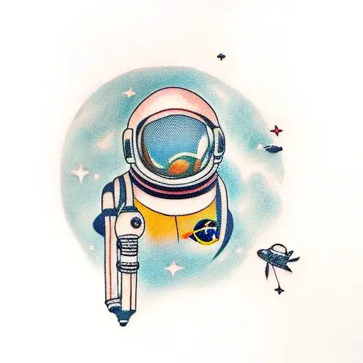 a astronaut and a diving suit tattoo design idea