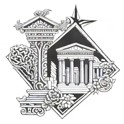 Combine Greek and Roman architectural elements in a geometric tattoo design tattoo design idea