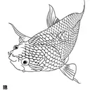 Two plain koi fish no details  with jasmine flower fine line with shading very simple no details just fish and flower  tattoo design idea