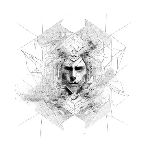 progressive house deep house inspired vibe ascending model, abstract expressionism tattoo design idea