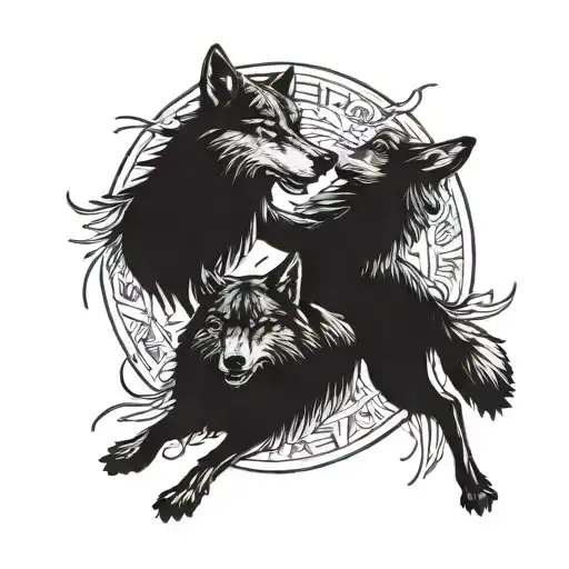 tattoo inspired by the Native American allegory of two wolves battling inside me tattoo design idea