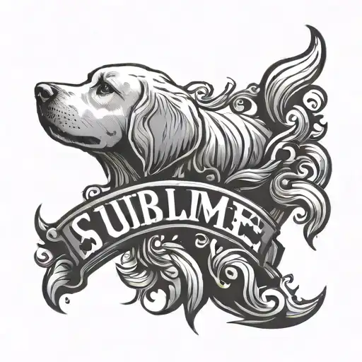 Sublime logo, the name sunny for my dog, golden retriever tattoo design idea