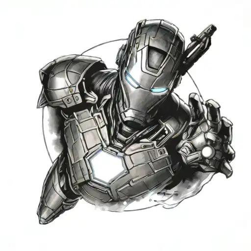 Guardian of the galaxy inspired tattoo featuring Iron Man tattoo design idea