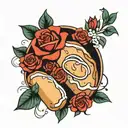 bread and roses surrounded tattoo design idea