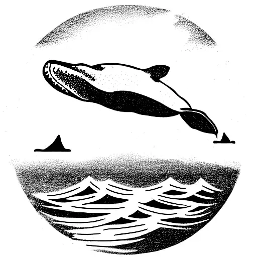 humpback whales with icebergs tattoo design idea