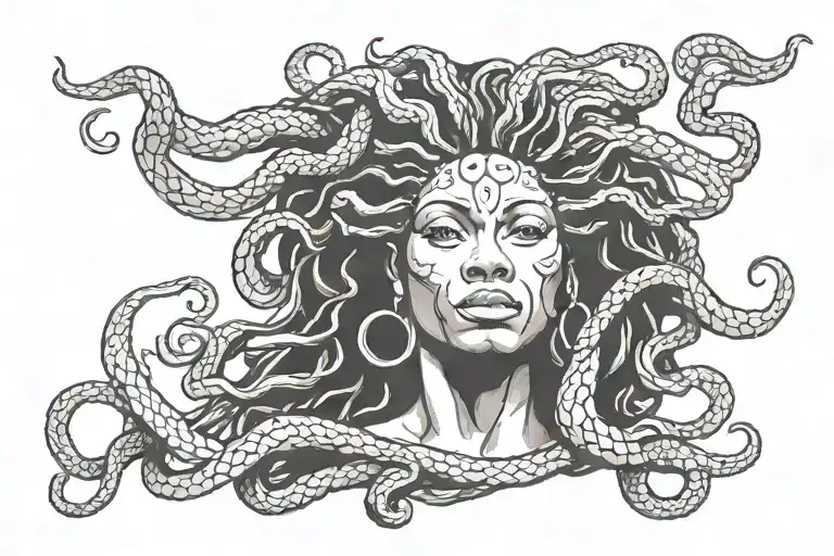 african American medusa head tattoo design idea