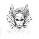 half angel half devil with pine trees tattoo design idea