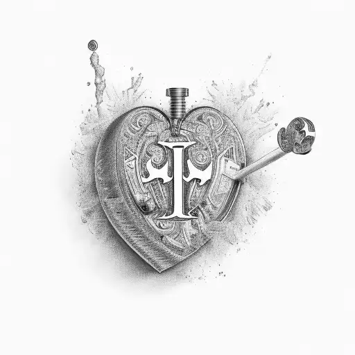 heart with initials T and J tattoo design idea