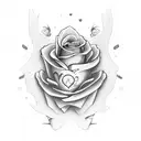 heart roses with initials T and J tattoo design idea