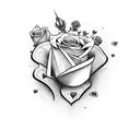 heart roses with initials T and J tattoo design idea