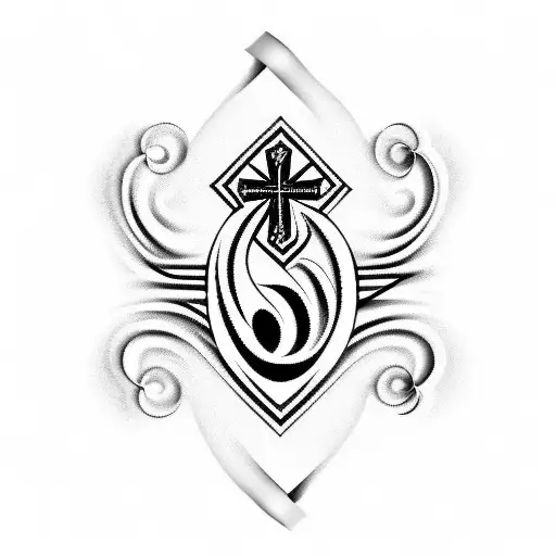 Wave with Portuguese Cross  tattoo design idea