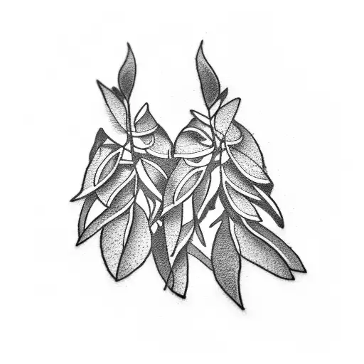 Symmetrical pair of tiny interlocking olive leaves tattoo for collarbones tattoo design idea