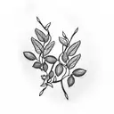 Symmetrical pair of tiny interlocking olive leaves tattoo for collarbones tattoo design idea