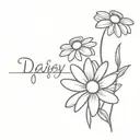 Daisy with wedding date dainty cross tattoo design idea