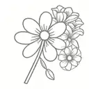 Daisy with wedding date dainty cross tattoo design idea