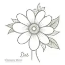 Daisy with wedding date dainty cross tattoo design idea