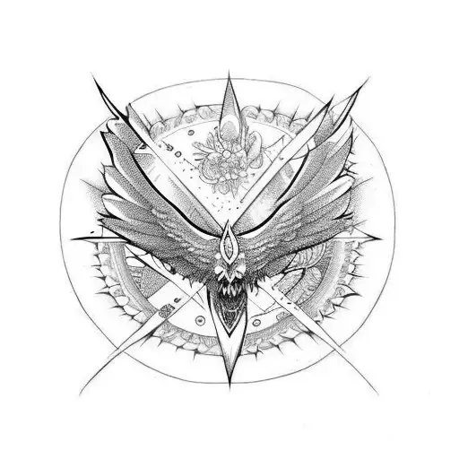 espada con alas tattoo design idea