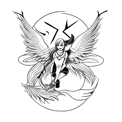 espada con alas tattoo design idea