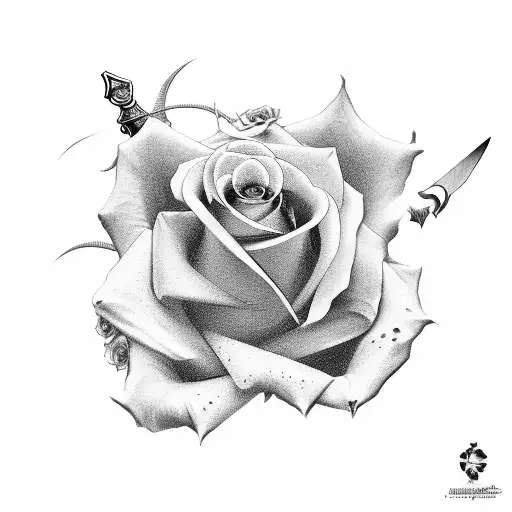 Sword and roses tattoo design idea
