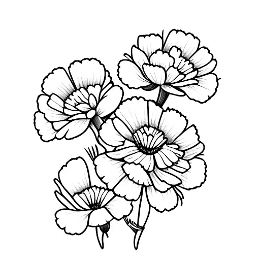 Red anemone with carnations tattoo design idea
