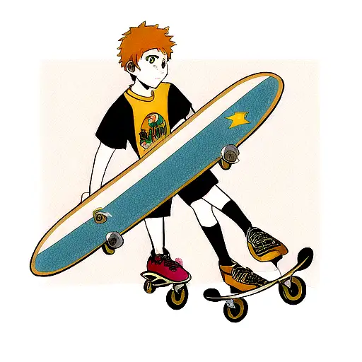 unique skate board with the word "Juno" on it  tattoo design idea