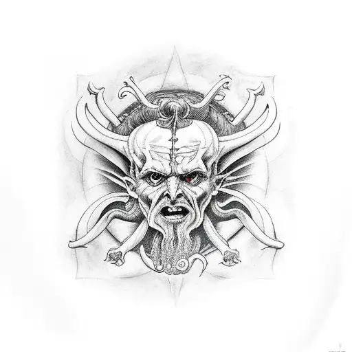 vitruvian Satan evil tattoo design idea