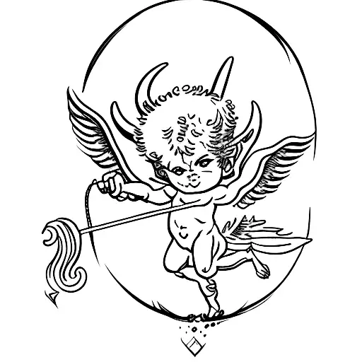 Cupid as a demon  tattoo design idea