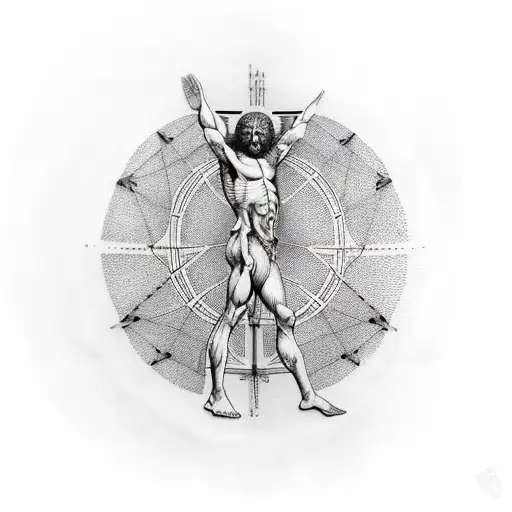 vitruvian man goat  tattoo design idea
