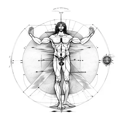 vitruvian man tattoo design idea
